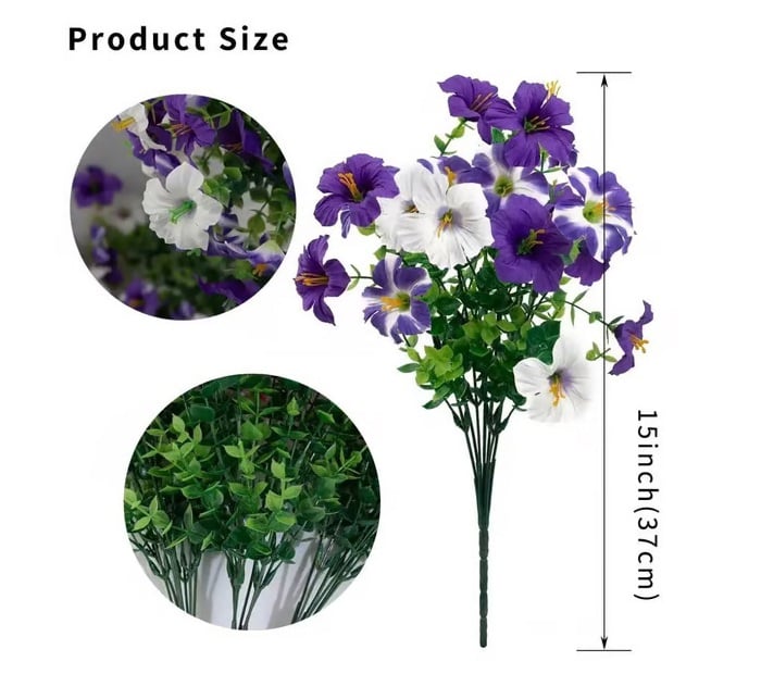 🌱Artificial Flowers for Outdoors. Fake Outdoor Petunias UV Resistant (Zero Pollen Allergies)