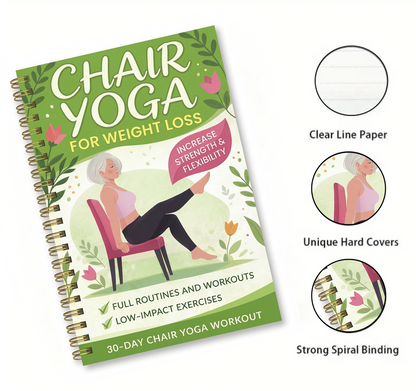 30-Day Chair Yoga Weight Control Spiral-Bound Notebook & Step-by-Step Exercise Guide