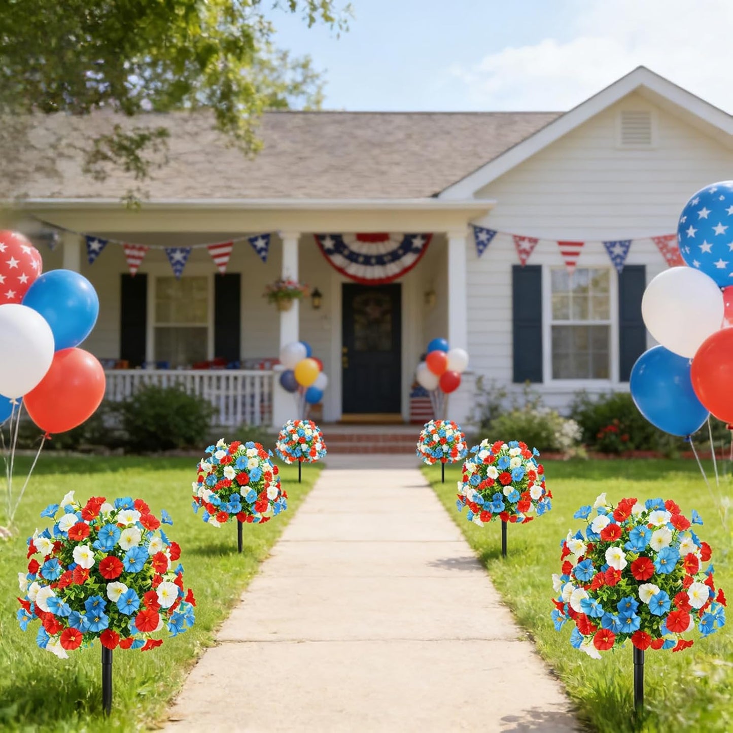 🔥4th of July Hot Sale 49% Off 🔥 🇺🇸 Patriotic Artificial Flower Tree with Ground Spike
