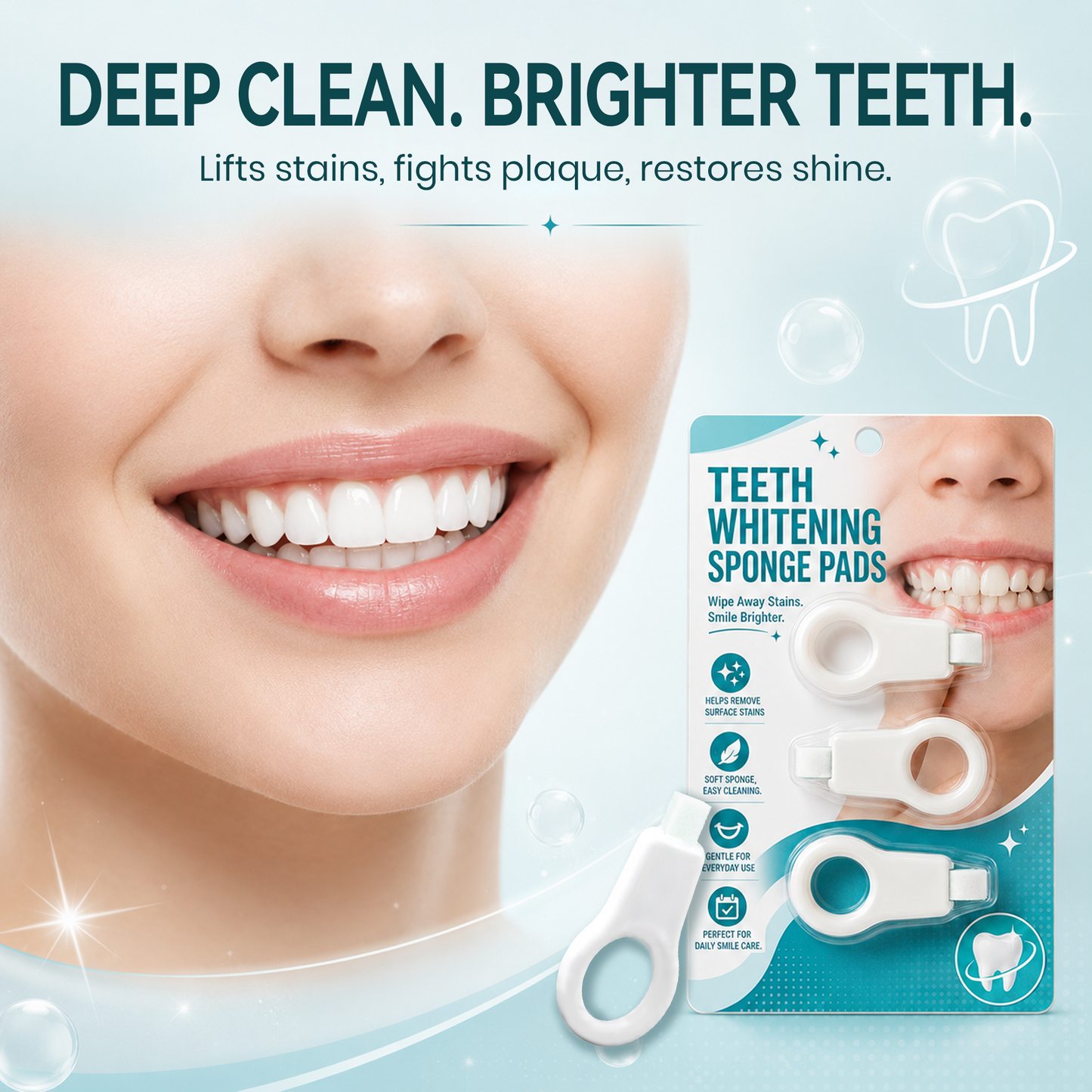 Teeth Whitening Sponge Pads for Coffee Stains, Plaque & Daily Cleaning