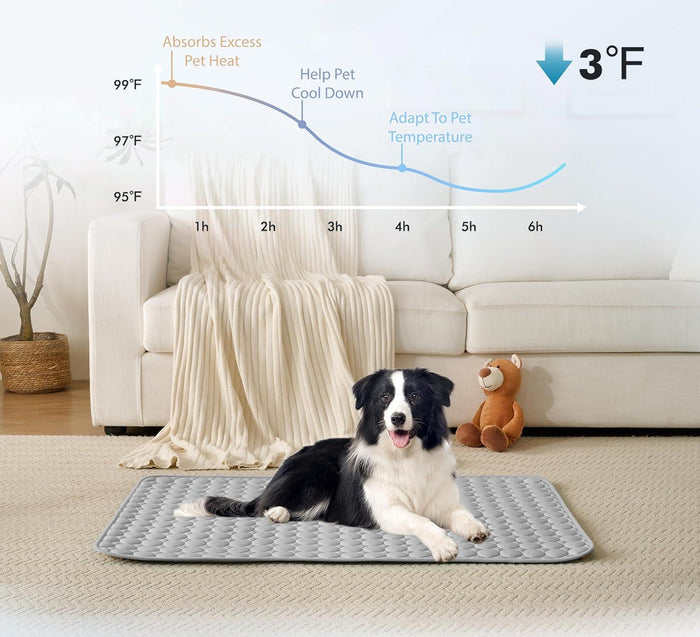 Gray dog cooling mat