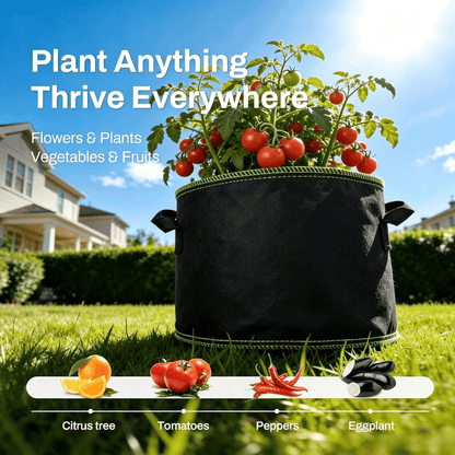 🌱 5-Pack 5 Gallon Grow Bags – Heavy Duty Aeration Fabric Pots with Handles for Vegetables. Flowers & Fruits 🪴