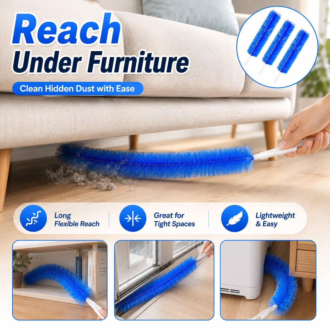 Bendable Microfiber Head.Reusable Dust Remover