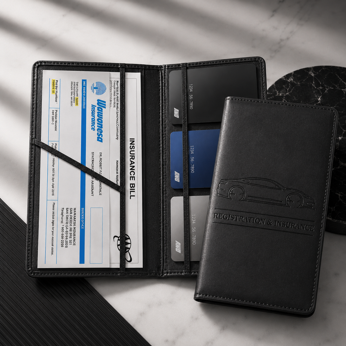 🚘Car Registration & Insurance Card Holder organized interior view