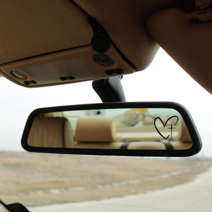Christian decal on rearview mirror