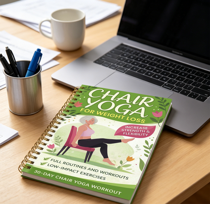 30-Day Chair Yoga Weight Control Spiral-Bound Notebook & Step-by-Step Exercise Guide