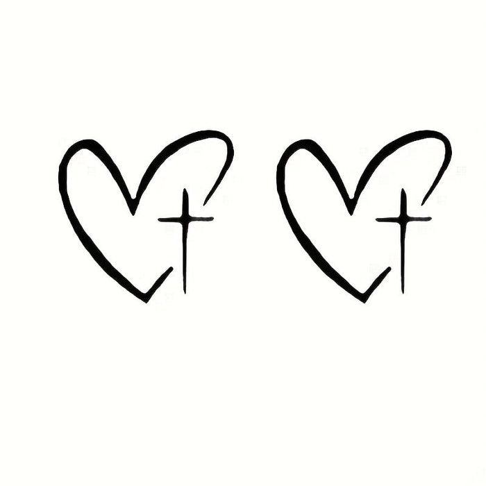 Black Christian heart cross vinyl decal