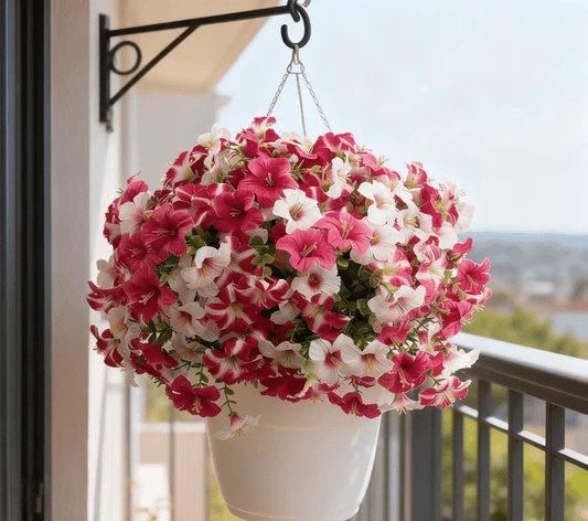 🌱Artificial Flowers for Outdoors.  Fake Outdoor Petunias UV Resistant (Zero Pollen Allergies)