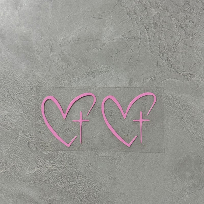 Pink Christian heart cross vinyl decal