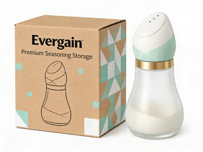 Elegant Frosted Glass Salt Shaker – Mint &amp; White Ceramic Cap with Brushed Gold Band